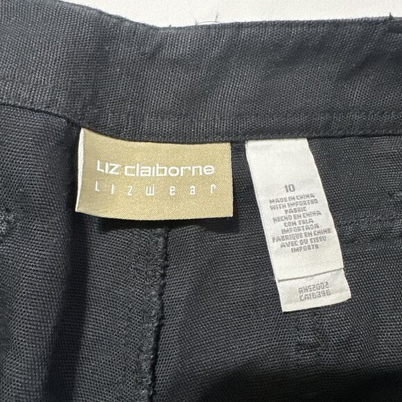 Liz Claiborne Lizwear Shorts Women Linen Blend High Rise Sz 8-10 Black - NEW - Picture 13 of 13